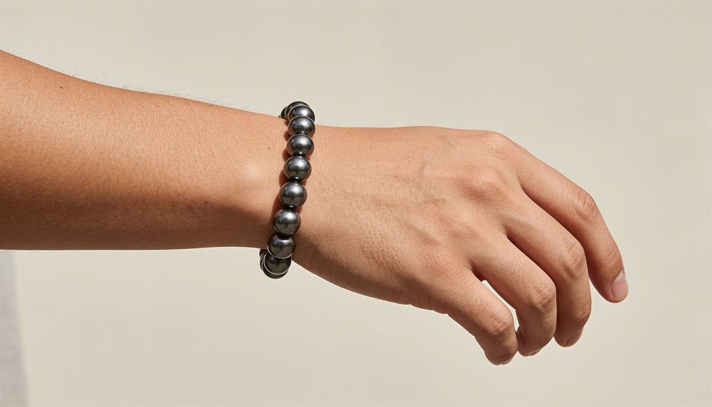 simple-line-hematite-worn-woman