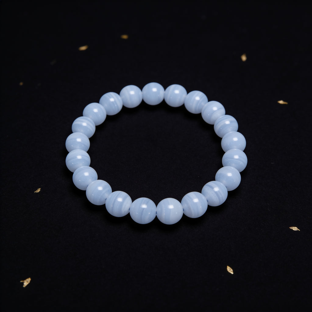 Blue Lace Agate Bracelet — Calm Communication | Simple Line
