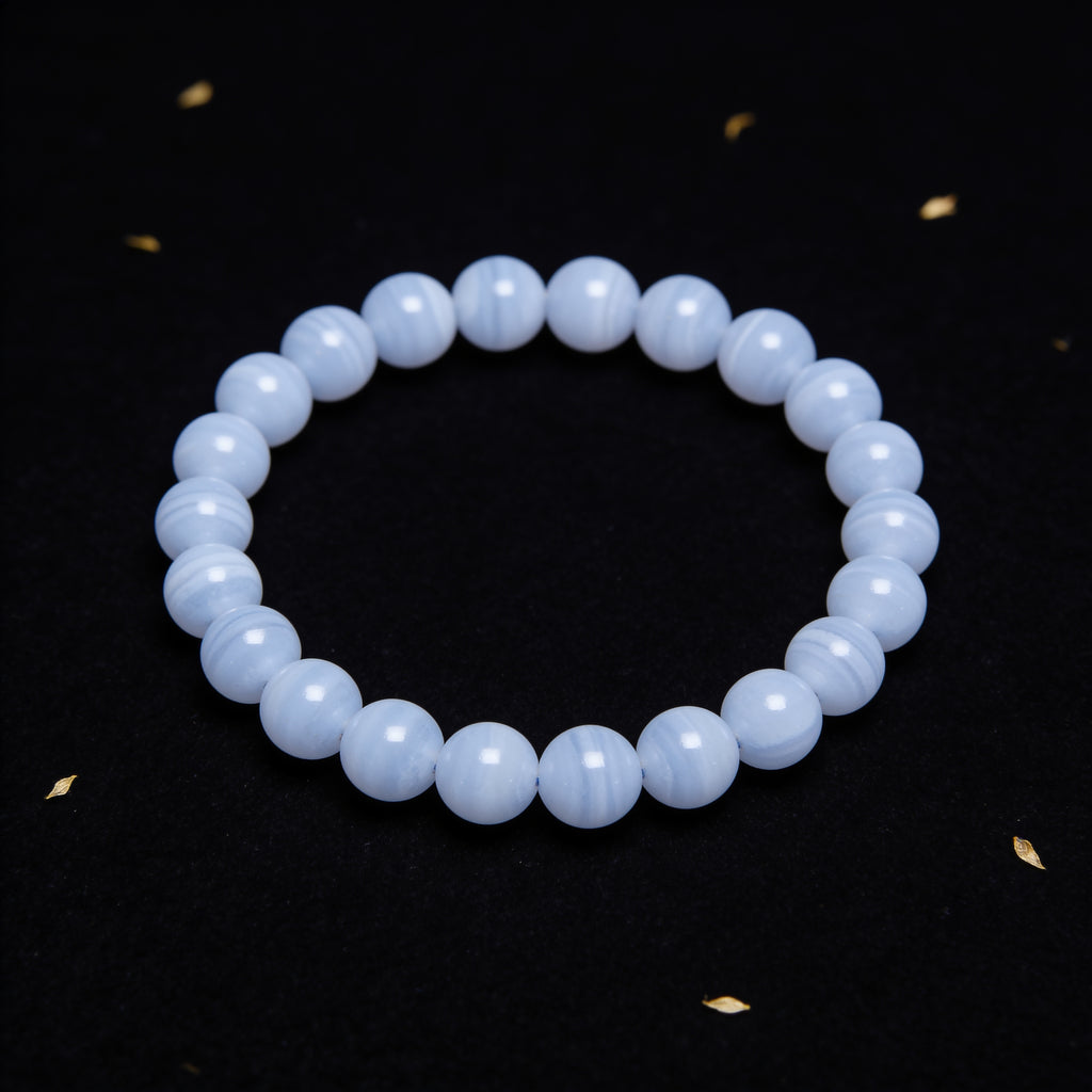 Blue Lace Agate Bracelet — Calm Communication | Simple Line
